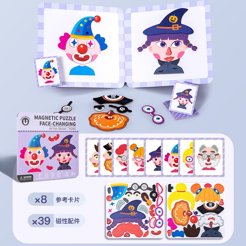 New Children'S Magnetic Puzzle Ce Face-Changing Princess Dress-Up Sticker 3 Enlightenment Early Education Cognitive Educational Toys - Image 1